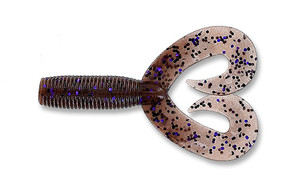 Yamamoto Double Tail Grub | 221 - Cinnamon Brown with Large Black and Large Purple