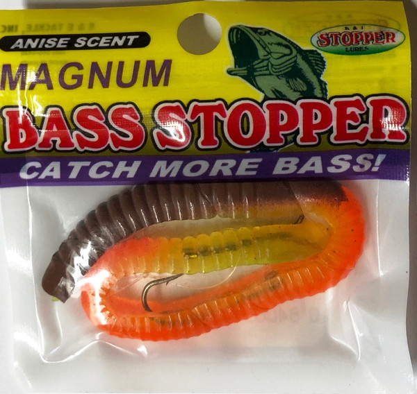 Bass Stopper - Magnum 3 Hk Reg Rigged Worms - 1 Pack