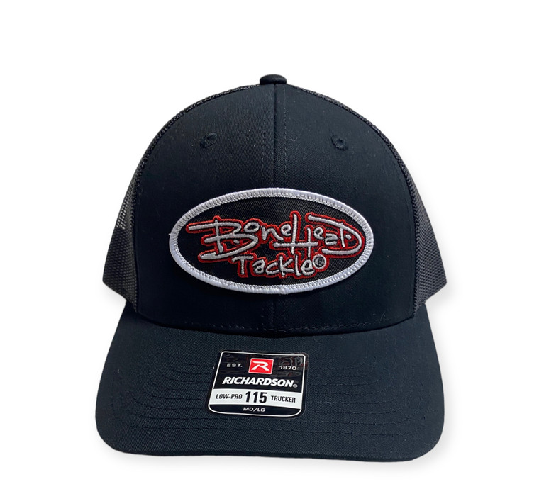Bonehead Tackle Cap (Richardson 115 Low Pro) Black/Black Patch