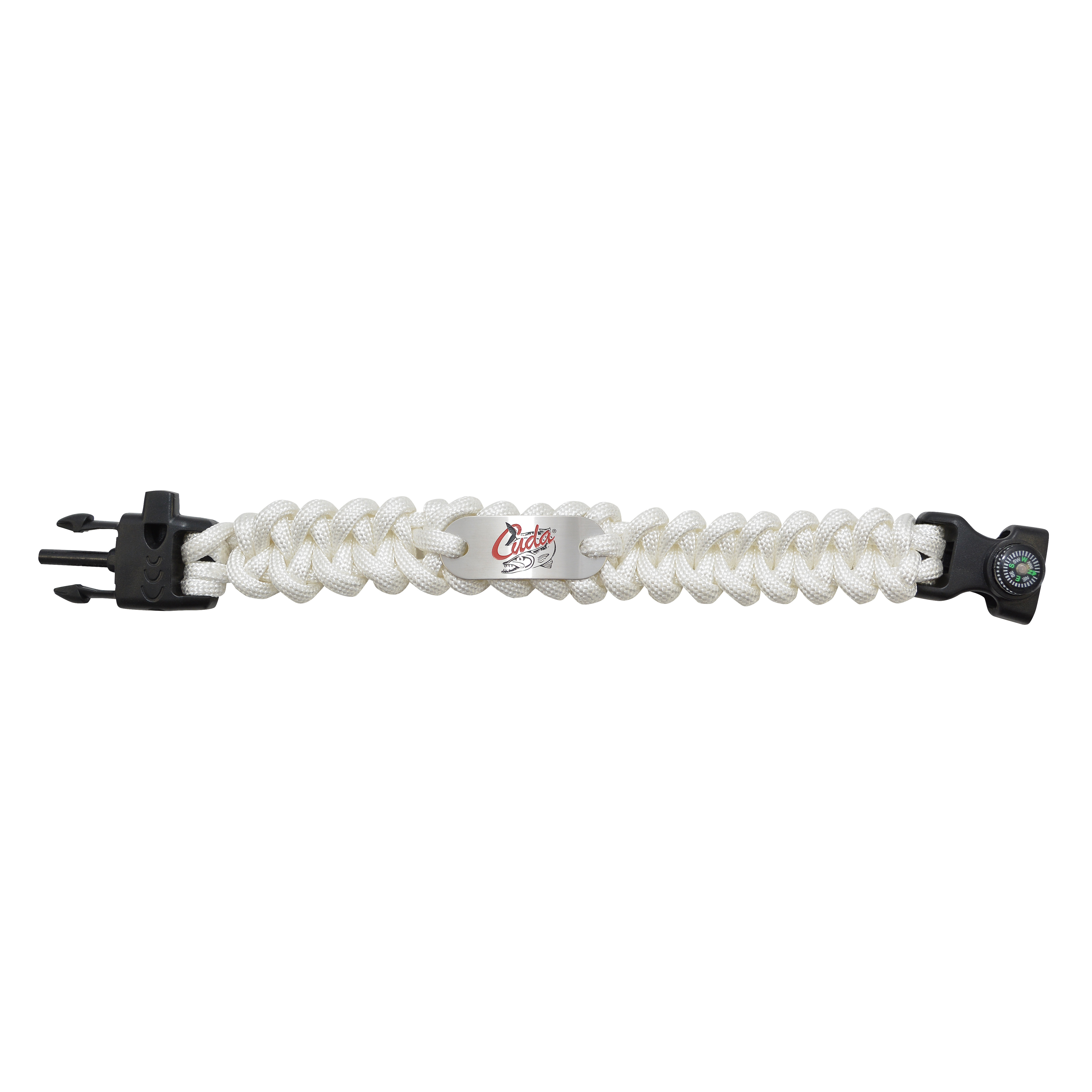 8.5" Men's Small Marine Bracelet - poly weave, locking clasp, logo plate, compass, whistle