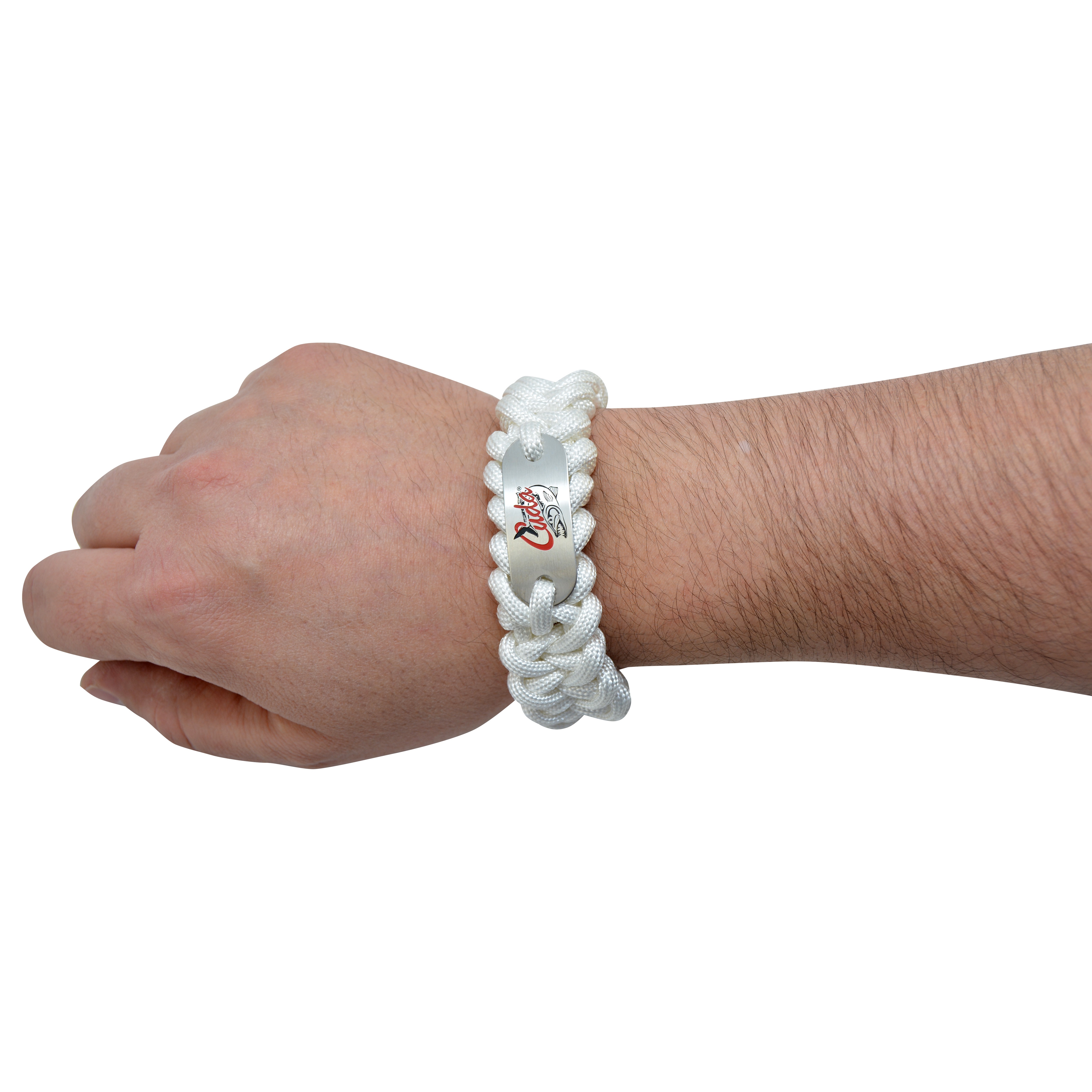 8.5" Men's Small Marine Bracelet - poly weave, locking clasp, logo plate, compass, whistle