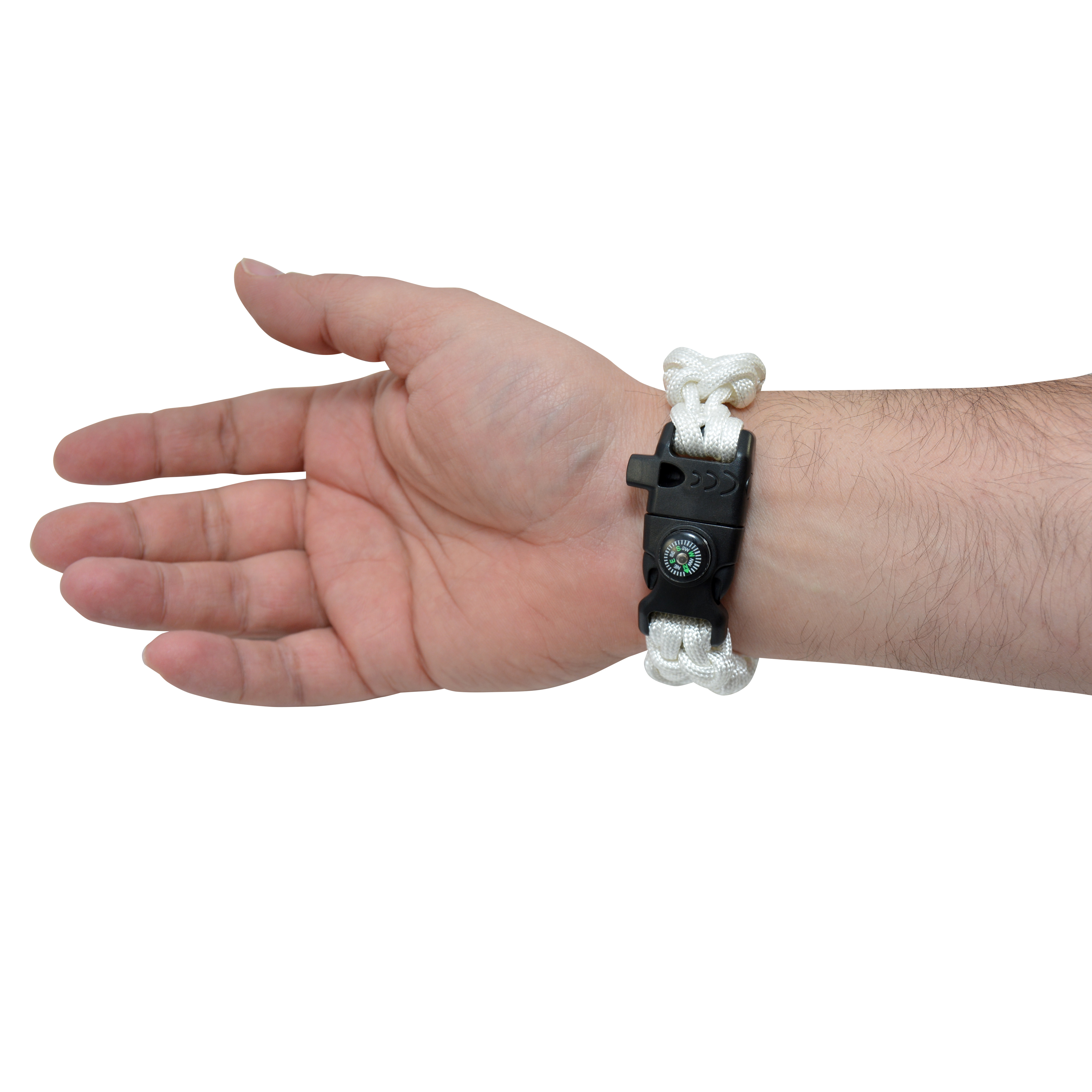 8.5" Men's Small Marine Bracelet - poly weave, locking clasp, logo plate, compass, whistle