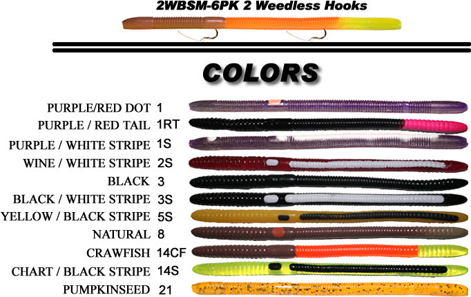 Bass Stopper - Magnum 2 Hk Weedless Rigged Worms - 1 Pack