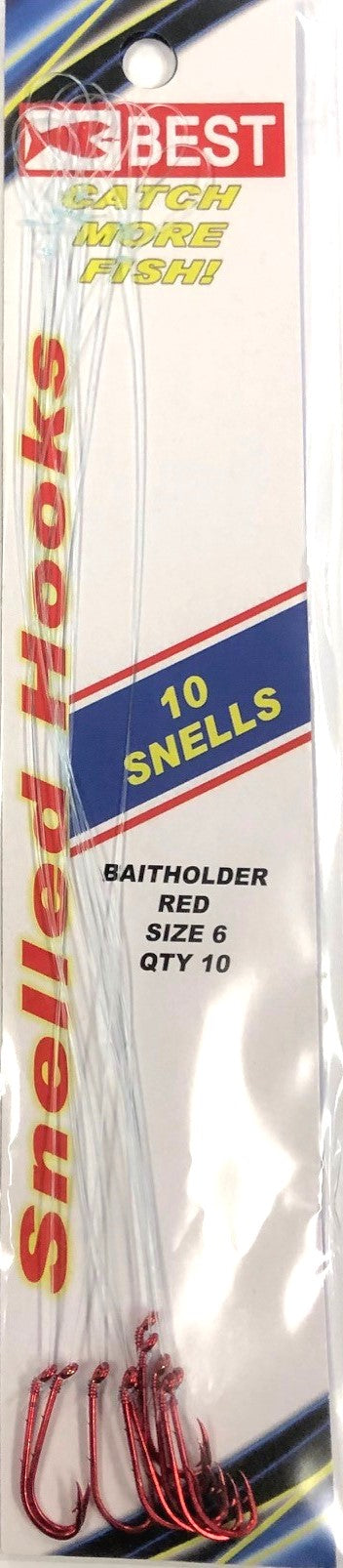 BEST 10 Pack Red Bait Holder Snells
