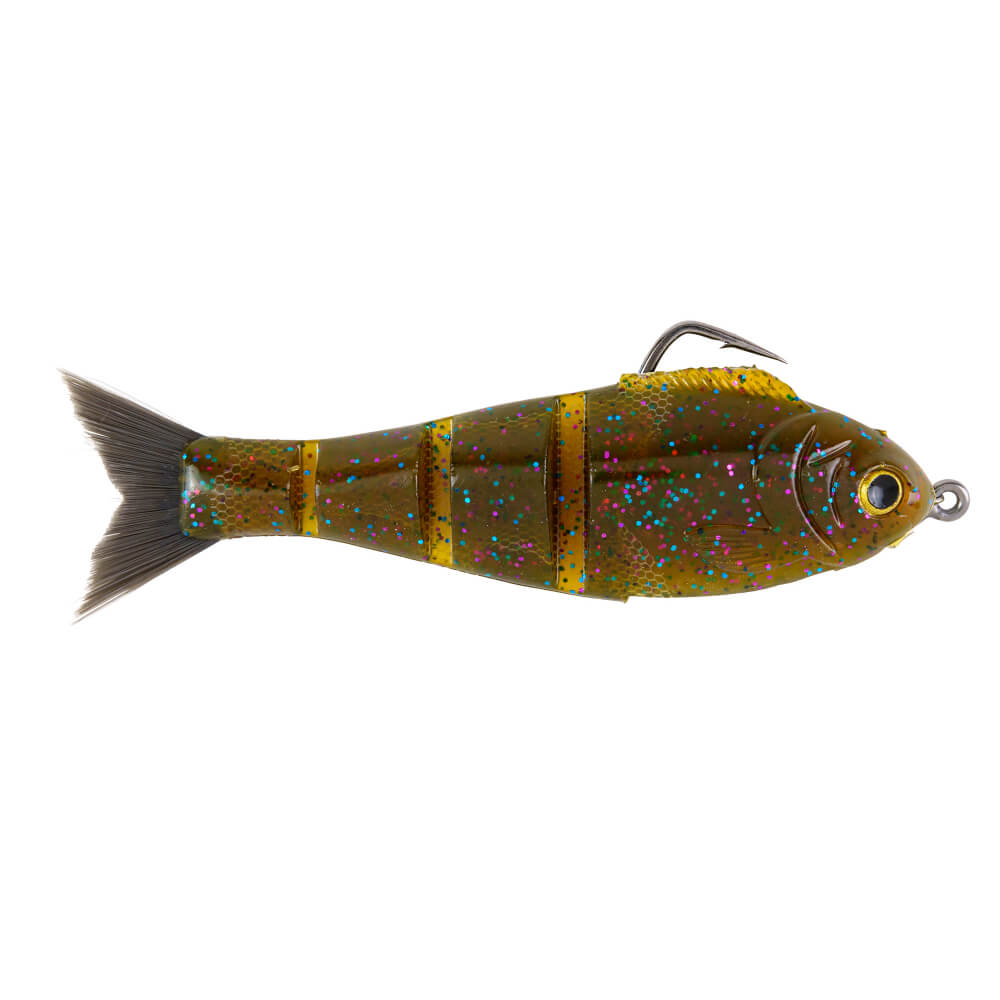 Weedless Baby Bull Shad | Green Pumpkin Bluegill