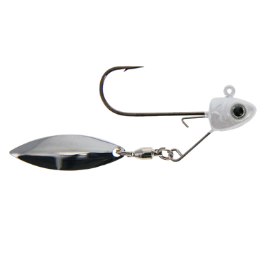 fish head spin lures 1/2 oz Albino the Fish Head Stand Up Underspin is covered with a realistic Buckeye Su-Spin Blade - Albino