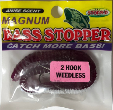 bass stopper 2 hook weedless lures anise scent Natural 6 Pack Bundle K&E Bass Worms : Sports & Outdoors and two # 4 hooks evenly spaced in the worm. K&e Bass Stopper Pre-Rigged 2-Hook
