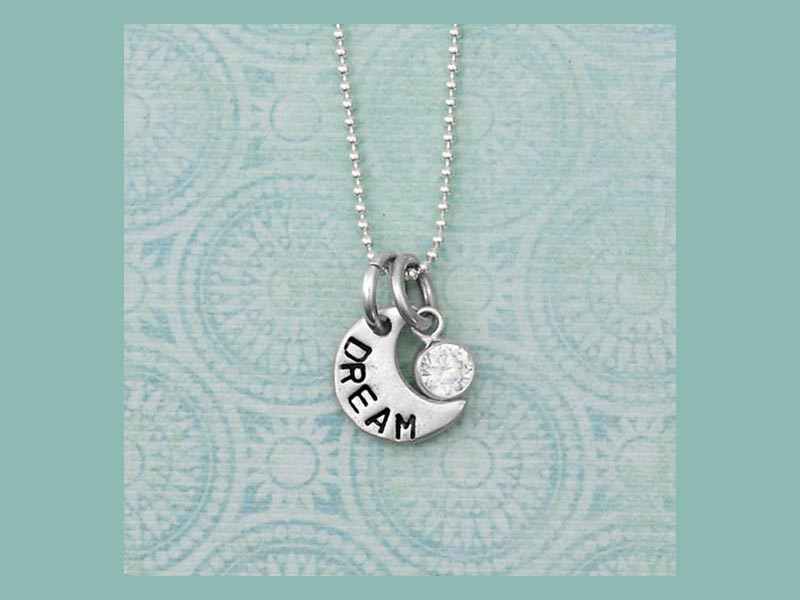 Hand Stamped Necklace of the Month - April Moon Necklace