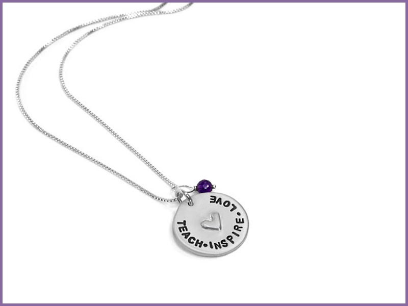 Hand Stamped Teacher Gift in Pewter or Fine Silver
