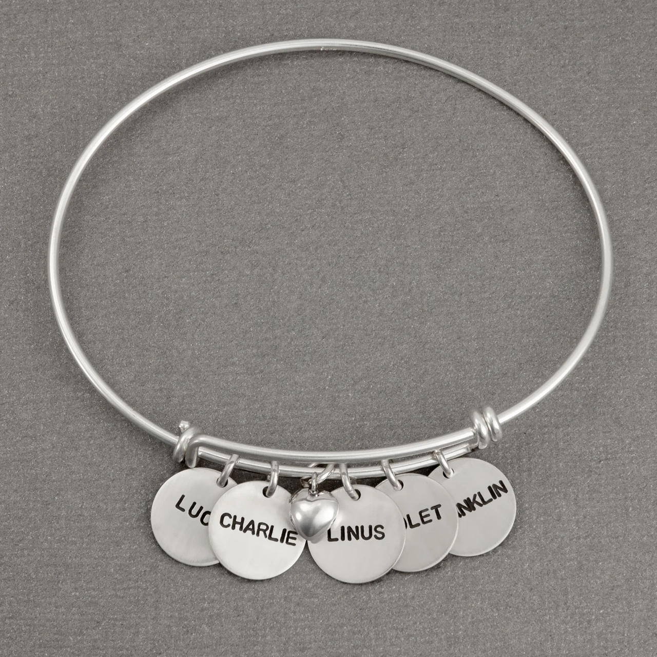 Adjustable Bangle with Handwriting Charm