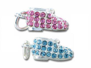 Silver Crystal Pave Baby Bootie Birthstone Charm