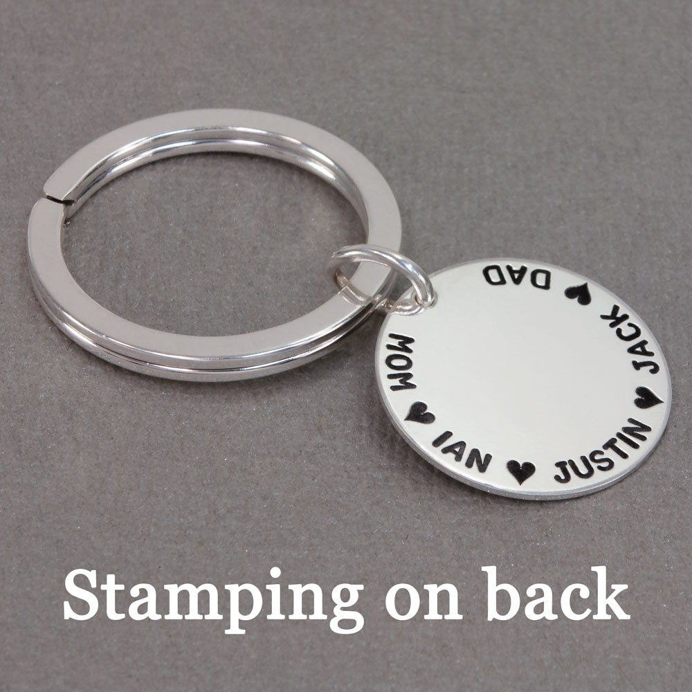 Hand Stamped Sterling Silver Large Disc Key Ring