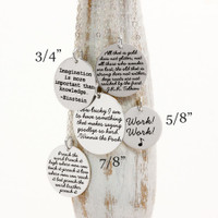 Sterling silver stamped Your Saying On A Necklace shown in different sizes