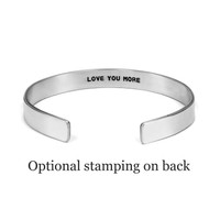 optional hand stamped message on inside of sterling silver cuff