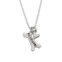 Sculpted Dog Bone Necklace Silver