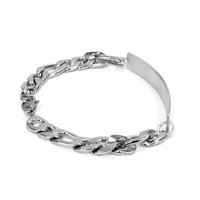 Sterling silver Handwriting ID Bracelet for Man etched with your kid's Actual Handwriting, shown from the side