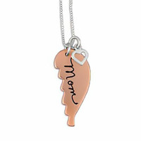 custom memorial copper angel wing necklace with handwriting
