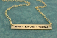 Hand stamped mommy necklace in gold