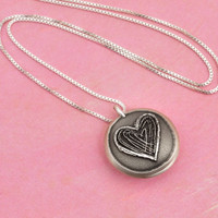 Silver Heart locket for mom with hand stamped message inside