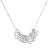 Silver tiny hearts milestone necklace, shown on white