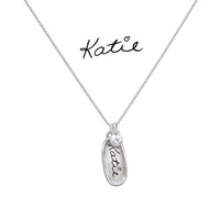 Handwritten name necklace, with silver oval charm, with the actual handwriting