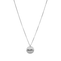 sterling silver Cure for PANDAS necklace, with the message "Truth", on a silver chain 