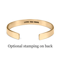 Gold handwriting cuff bracelet , shown with optional stamping on the back/inside