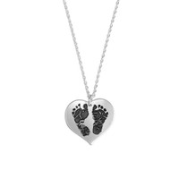 Custom Footprint Handprint Necklace hanging from one hole in charm