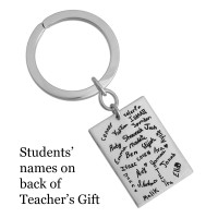Custom Teacher's gift with student's actual signatures engraved on back of silver key chain