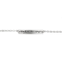 Dainty bracelet with your actual writing in sterling silver, shown close up on white