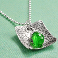 St patty's day necklace - Custom handmade Celtic Knot w/Briolette Necklace