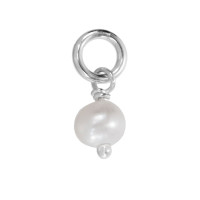 Freshwater Pearl  5mm(June), hung on silver wire, shown on white
