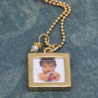 Gold Double-sided Photo Frame Necklace