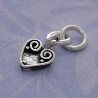 Silver Heart Swirl Charm