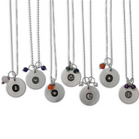 Matte Symbol Disc Necklace with Stones