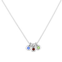 Our Tiniest Initials Necklace custom made with sterling silver charms with birthstones