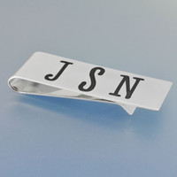 Sterling Silver Personalized Money Clip, customized with monogram, shown from the side