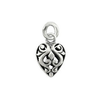 Sterling silver puffed heart scroll to add to any necklace