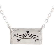 Sterling silver handmade Birds in Love Necklace thumbnail on white