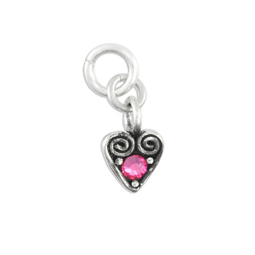 Heart Swirl Charm with October Birthstone
