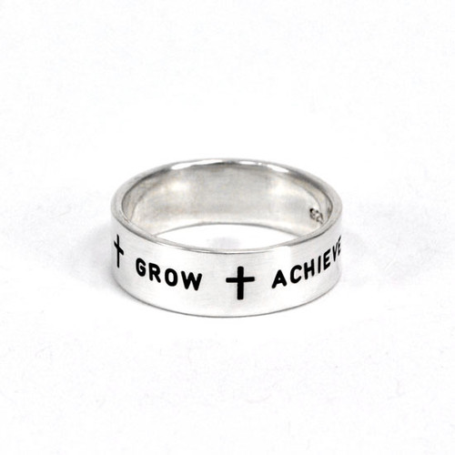 Believe Grow Achieve customized sterling silver Ring