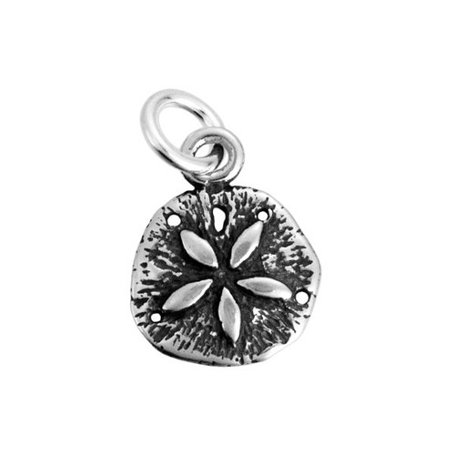 Sterling silver Sand Dollar Charm, shown o nwhite background