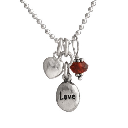 Tiny Love with Garnet & Heart Necklace