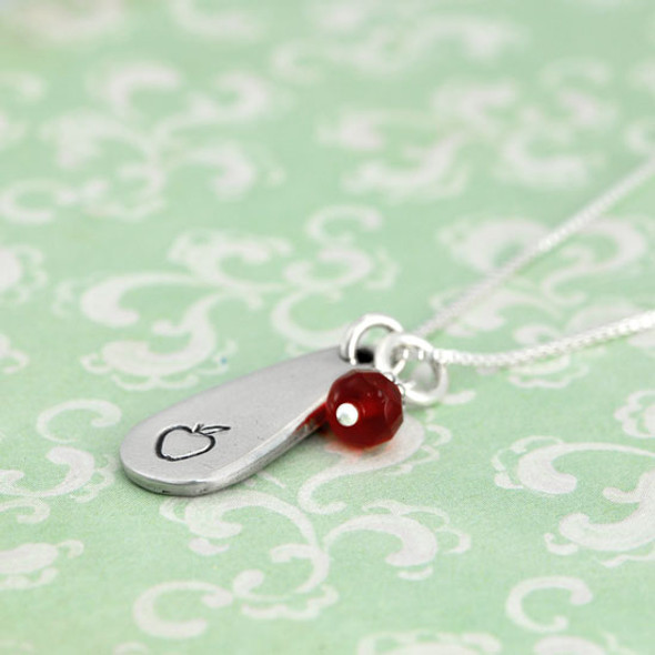 Teacher gift apple necklace