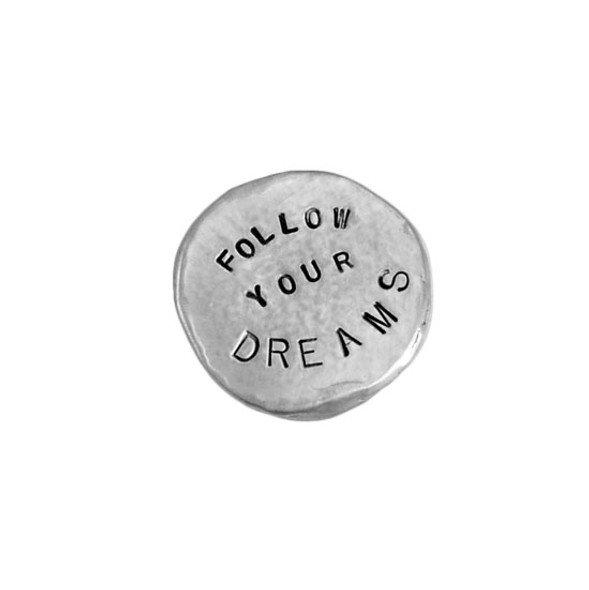 Fine Pewter Nugget personalized pocket token with inspiring message, shown on white