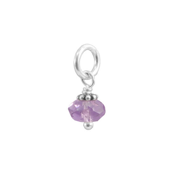 Amethyst Gemstone Bead w/Bali Flower (Feb)