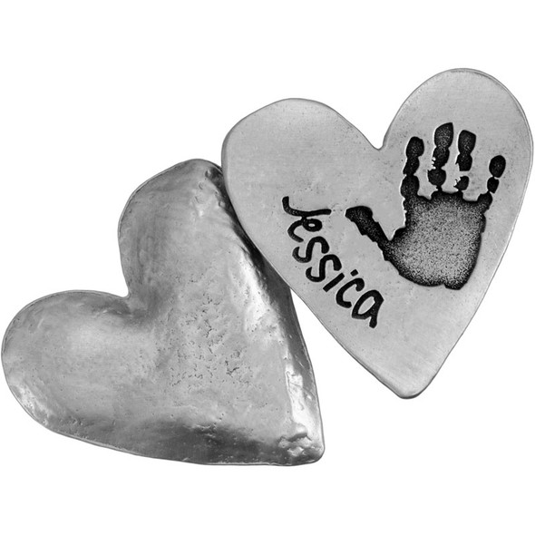 Your baby's or child's hand print or footprint etched into a pewter pocket token remembrance