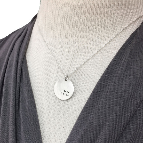 Sterling silver soul sister hand stamped necklace bridesmaid gift