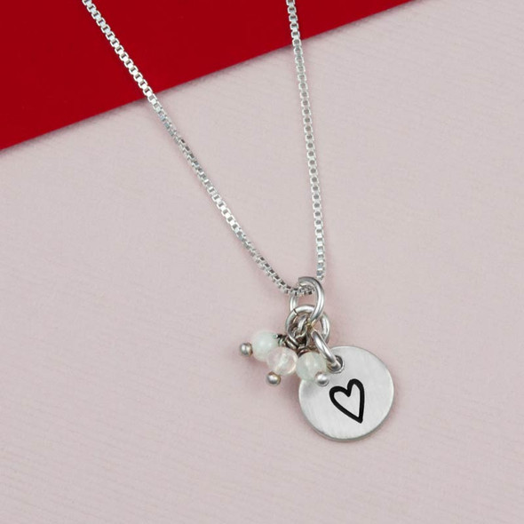 Handmade silver heart necklace with moonstones