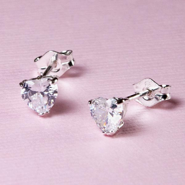 Cubic Zirconia Heart Earrings